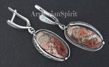 Crazy lace agate jewelry set Sterling silver 925 Earrings ring and pendant