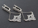 Armenian earrings semi circle SILVER 925 long chain dangle with English