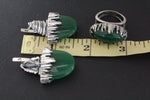 Earrings natural green jade STERLING SILVER 925