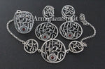Sterling silver 925 Earrings ring bracelet alphabet lab red stone CHOOSE