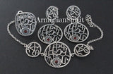 Sterling silver 925 Earrings ring bracelet alphabet lab red stone CHOOSE