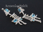 Earrings Blue zircon Sterling SILVER 925 gold plated