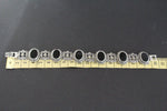 Vintage style bracelet Natural black onyx small ovals SILVER 925