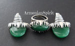 Earrings natural green jade STERLING SILVER 925