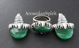 Earrings natural green jade STERLING SILVER 925