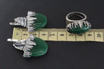 Earrings natural green jade STERLING SILVER 925