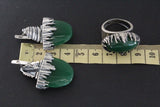 Earrings natural green jade STERLING SILVER 925