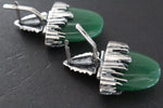 Earrings natural green jade STERLING SILVER 925