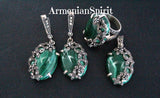 Marcasite earrings pendant and ring sterling silver 925 malachite onyx