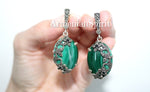 Marcasite earrings pendant and ring sterling silver 925 malachite onyx