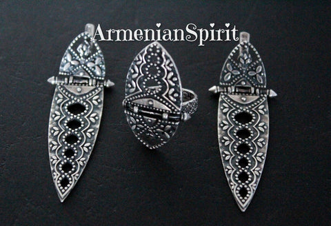 Sterling silver 925 set Long earrings and ring jewelry