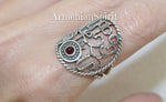 Sterling silver 925 Earrings ring bracelet alphabet lab red stone CHOOSE