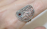Sterling silver 925 Earrings ring bracelet alphabet lab red stone CHOOSE