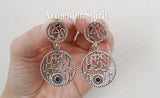 Sterling silver 925 Earrings ring bracelet alphabet lab red stone CHOOSE