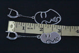 Art earrings Faces man woman Long on chains Sterling silver 925