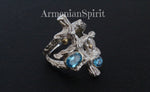 Earrings Blue zircon Sterling SILVER 925 gold plated
