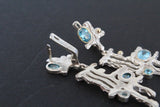 Earrings Blue zircon Sterling SILVER 925 gold plated