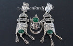 Extra long Earrings Silver 925 natural jade