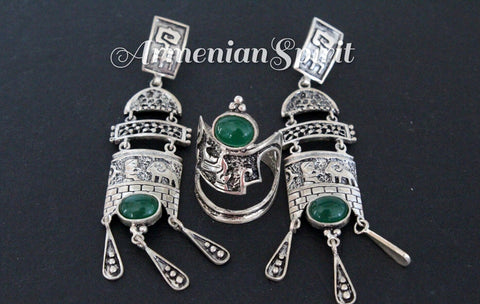Extra long Earrings Silver 925 natural jade