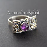 Amethyst ring Sterling silver 925 jewelry gold plated