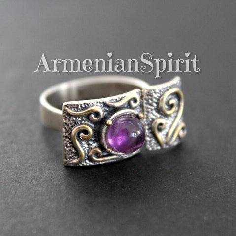 Amethyst ring Sterling silver 925 jewelry gold plated