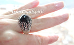Black Earrings ring  Onyx Sterling silver 925