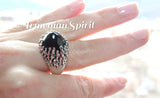 Black Earrings ring  Onyx Sterling silver 925