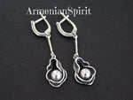 Black pearl Earrings 925 Silver Jewelry handmade
