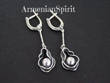 Black pearl Earrings 925 Silver Jewelry handmade