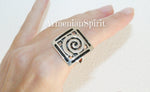 Vintage style set ring and earrings SILVER 925 square
