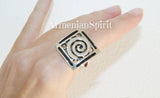 Vintage style set ring and earrings SILVER 925 square