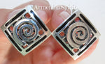 Vintage style set ring and earrings SILVER 925 square