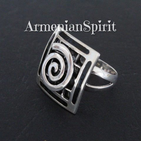Vintage inspired square ring SILVER 925 square jewelry