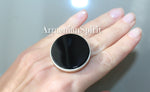Very big round earrings Sterling silver 925 and black onyx