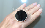 Very big round earrings Sterling silver 925 and black onyx