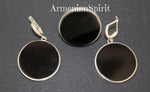 Very big round earrings Sterling silver 925 and black onyx