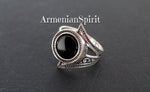 Vintage style set ring and earrings black onyx SILVER 925