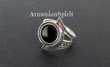Vintage style set ring and earrings black onyx SILVER 925