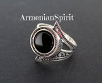 Vintage style ring black onyx SILVER 925 Armenian jewelry
