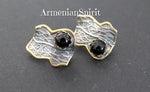 Set ring and earrings black onyx SILVER 925 gold plated