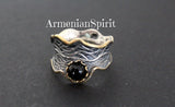 Vintage style ring black onyx SILVER 925 gold plated