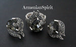 Small earrings and ring sterling silver 925 brown topaz