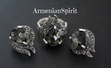 Small earrings and ring sterling silver 925 brown topaz