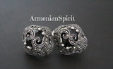 Small earrings and ring sterling silver 925 black onyx Armenian jewelry
