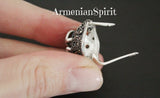 Small earrings and ring sterling silver 925 black onyx Armenian jewelry