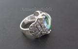 Rainbow topaz sterling silver 925 earrings ring Marcasite