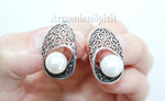 White Pearl SET ring and earrings white pearl Sterling silver 925