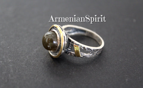 Ring Blue gray labradorite Sterling SILVER 925 gold plated details