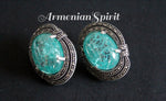Sterling silver 925 earrings pendant ring  Green stone lab created