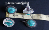 Sterling silver 925 earrings pendant ring  Green stone lab created